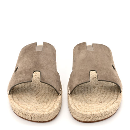 Hermes Suede Goatskin Mens Antigua Espadrille Sandals 43 Beige Sable 3 of 10