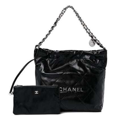 Chanel Shiny Calfskin Quilted Small Chanel 22 Black 1 of 11