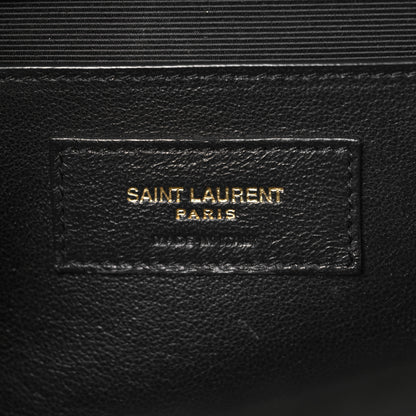 Saint Laurent Grain De Poudre Textured Mixed Matelasse Triquilt Medium Monogram Satchel Black 6 of 10