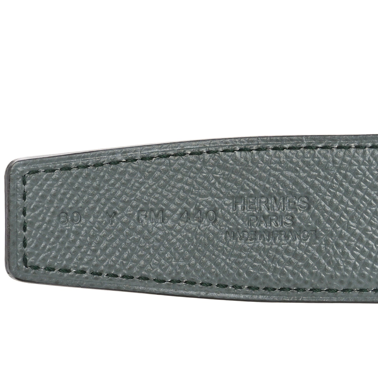Hermes Epsom PVD Plated 32mm H Belt 80 Vert De Gris Vert Amande 3 of 5