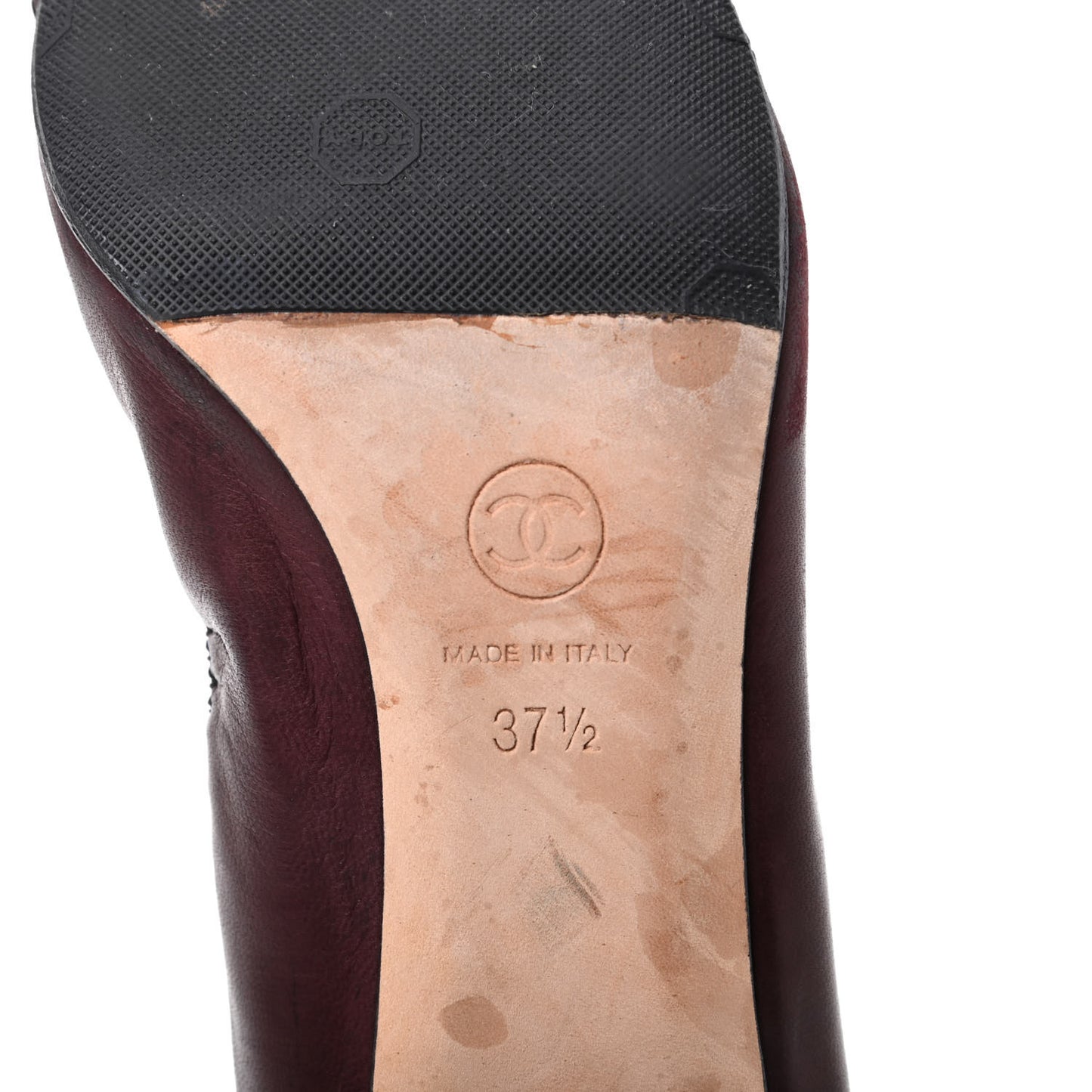 Lambskin Patent CC Elastic Cap Toe Ballerina Pumps 37.5 Burgundy Black