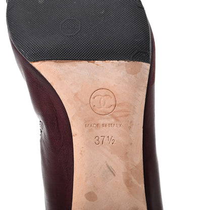 Chanel Lambskin Patent CC Elastic Cap Toe Ballerina Pumps 37.5 Burgundy Black 7 of 16