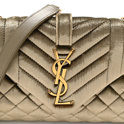 Saint Laurent Velvet Mixed Matelasse Triquilt Small Monogram Satchel Dark Vintage Olive 9 of 11