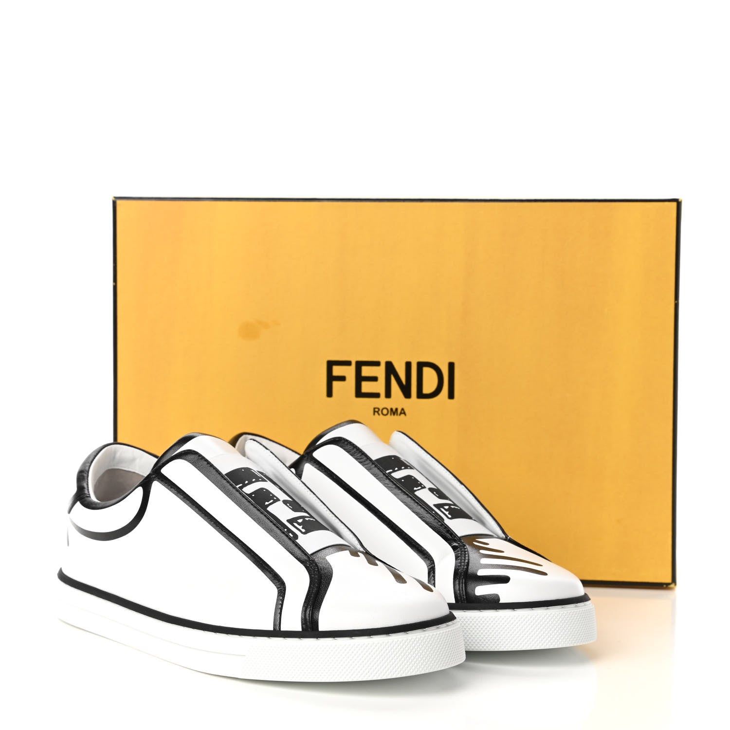 Fendi X JOSHUA VIDES Nappa Rockoclick Slip On Sneakers 36 Snow White Black 9 of 10