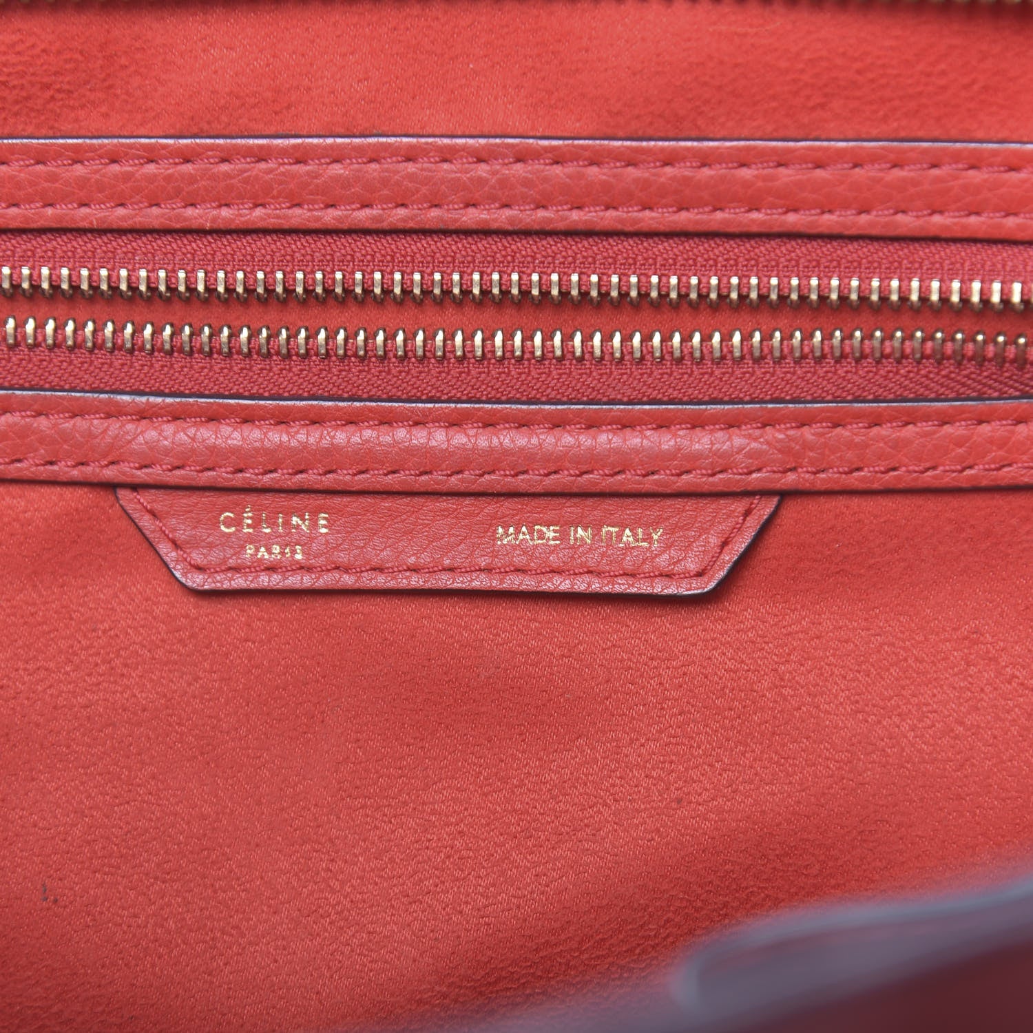 Celine Drummed Calfskin Mini Luggage Red 6 of 21