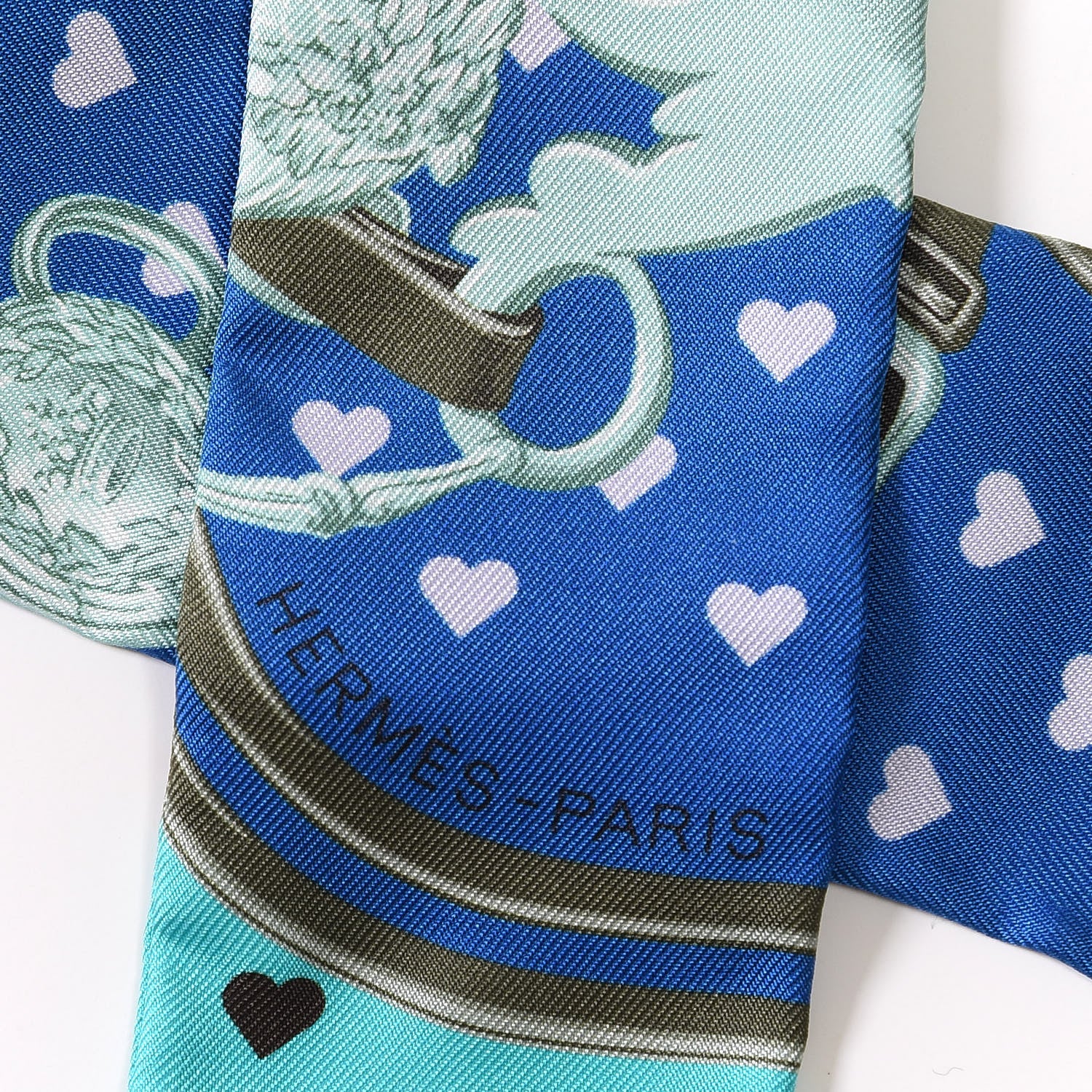 Hermes Silk Brides De Gala Love Twilly Cobalt Kaki Turquoise 4 of 4