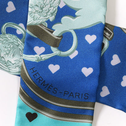 Hermes Silk Brides De Gala Love Twilly Cobalt Kaki Turquoise 4 of 4