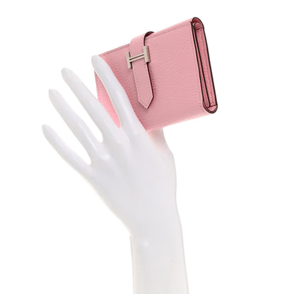 Hermes Chevre Mysore Tri-Fold Compact Bearn Wallet Rose Sakura 2 of 7