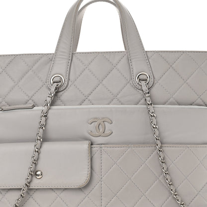 Chanel Calfskin Quilted Ultra Pocket Shopping Tote Grey 8 of 16