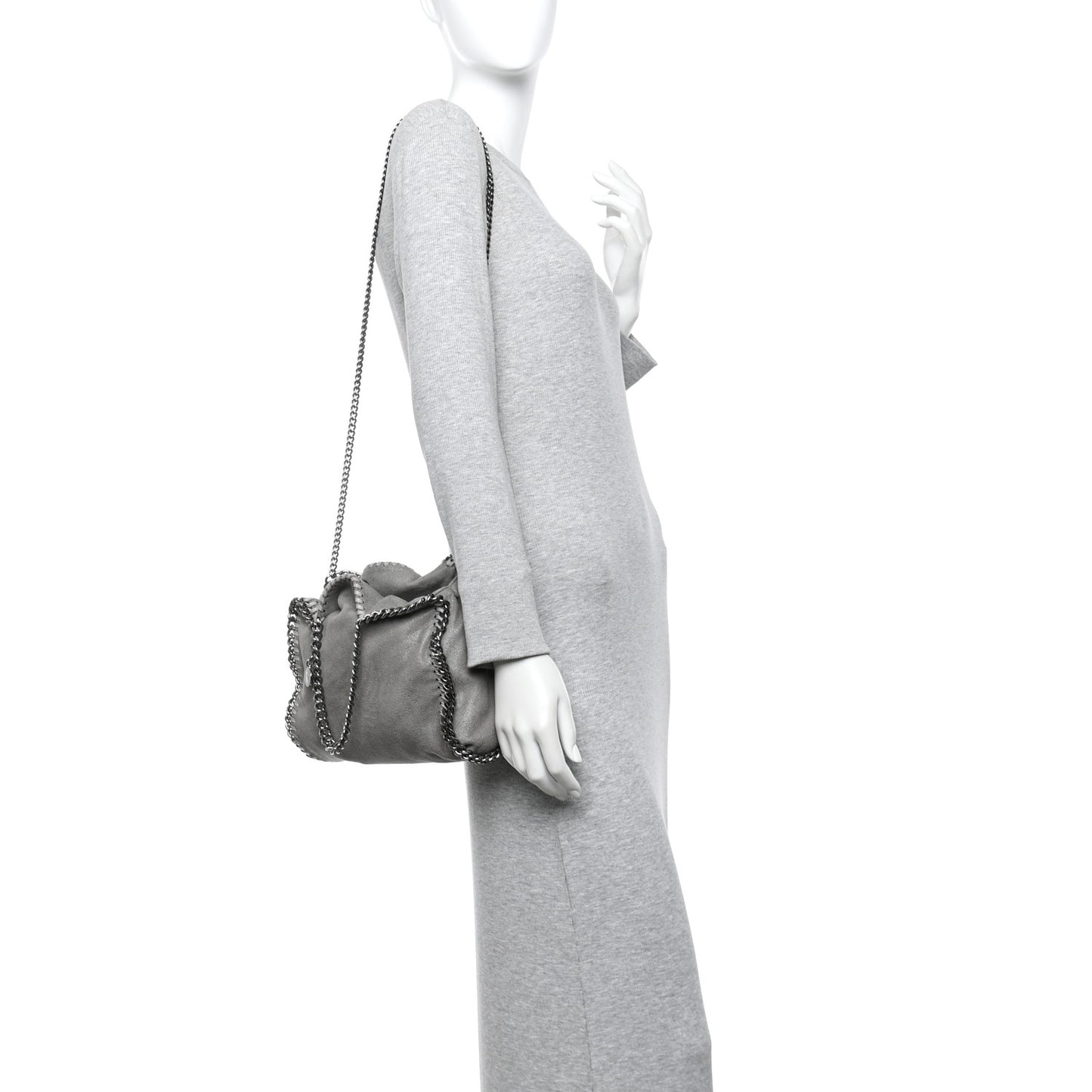 Shaggy Deer Mini Falabella Fold Over Tote Light Grey