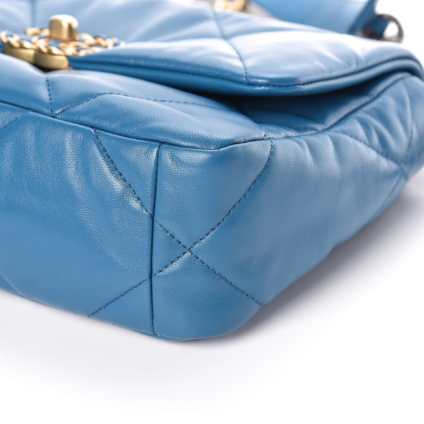 Goatskin Quilted Medium 19 Flap Turquoise