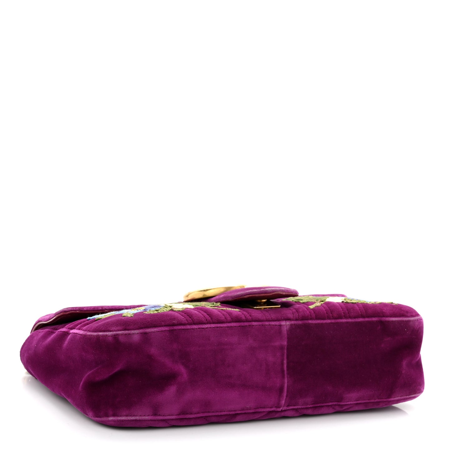 Velvet Matelasse Loved Embroidered Medium GG Marmont Shoulder Bag Fuchsia Violet Cyclamen