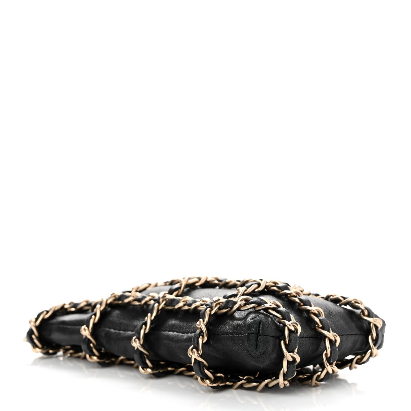Lambskin Tech Me Out Clutch With Chain Black