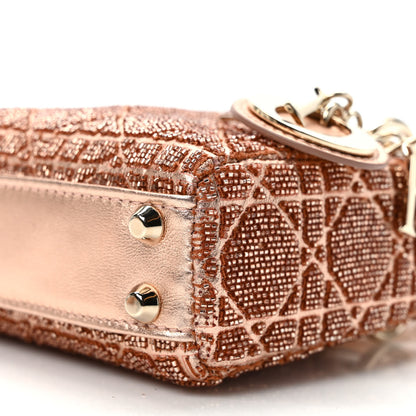 Christian Dior Lambskin Cannage Beaded Embroidery Micro Lady Dior Rose Gold 8 of 9