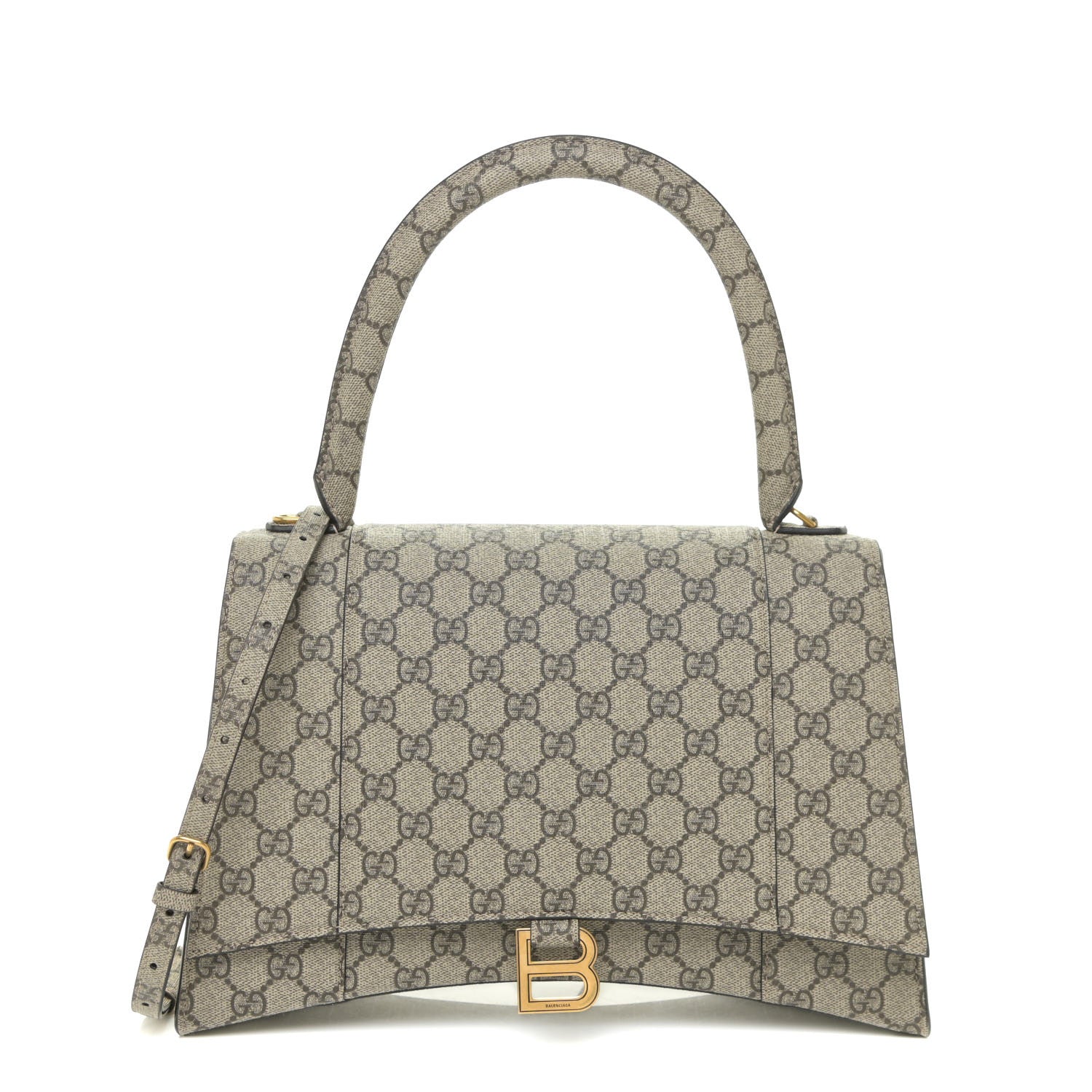 Balenciaga X GUCCI GG Supreme Monogram Medium Hourglass Top Handle Bag Beige Ebony 1 of 10