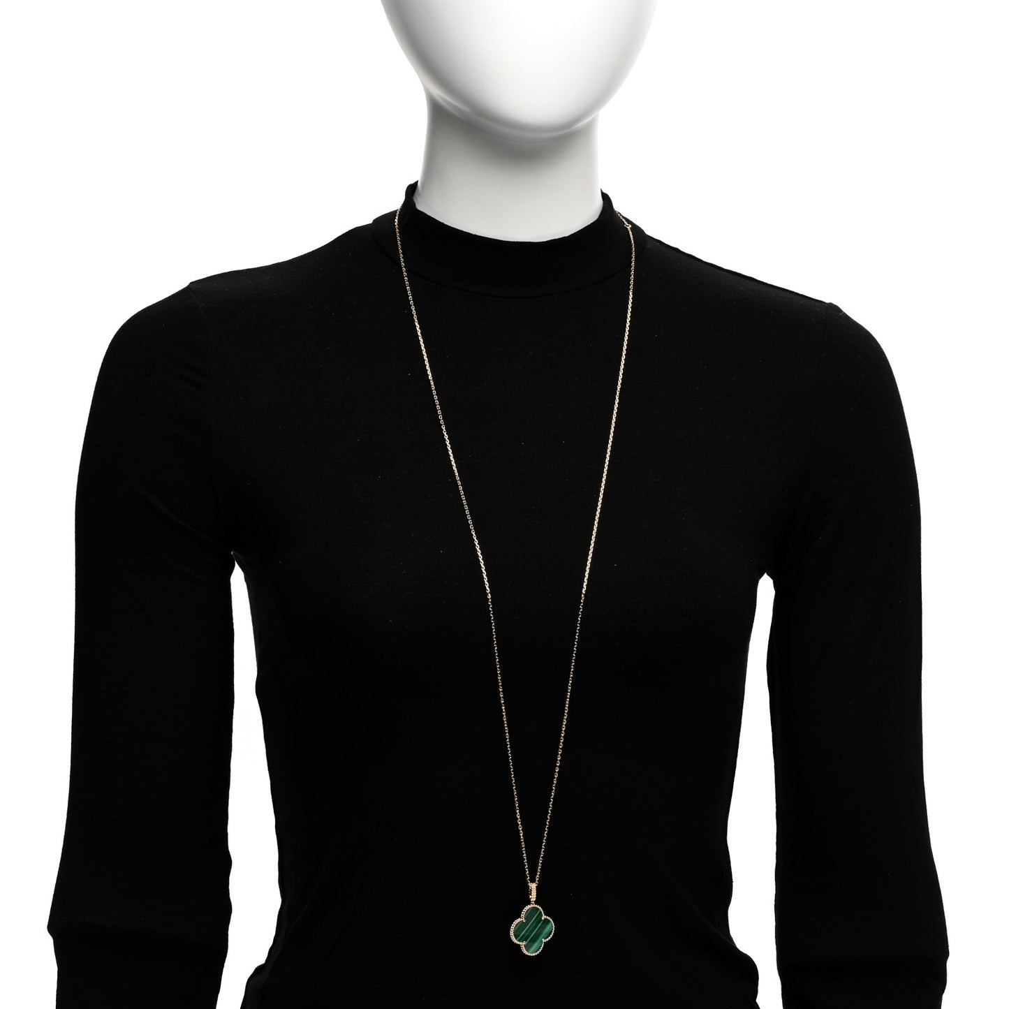 18K Yellow Gold Malachite Magic Alhambra Pendant Necklace