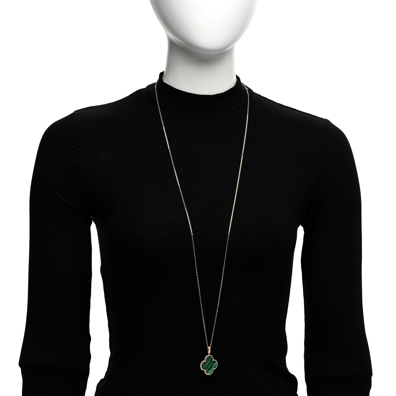 Van Cleef & Arpels 18K Yellow Gold Malachite Magic Alhambra Pendant Necklace 2 of 5