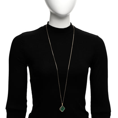Van Cleef & Arpels 18K Yellow Gold Malachite Magic Alhambra Pendant Necklace 2 of 5