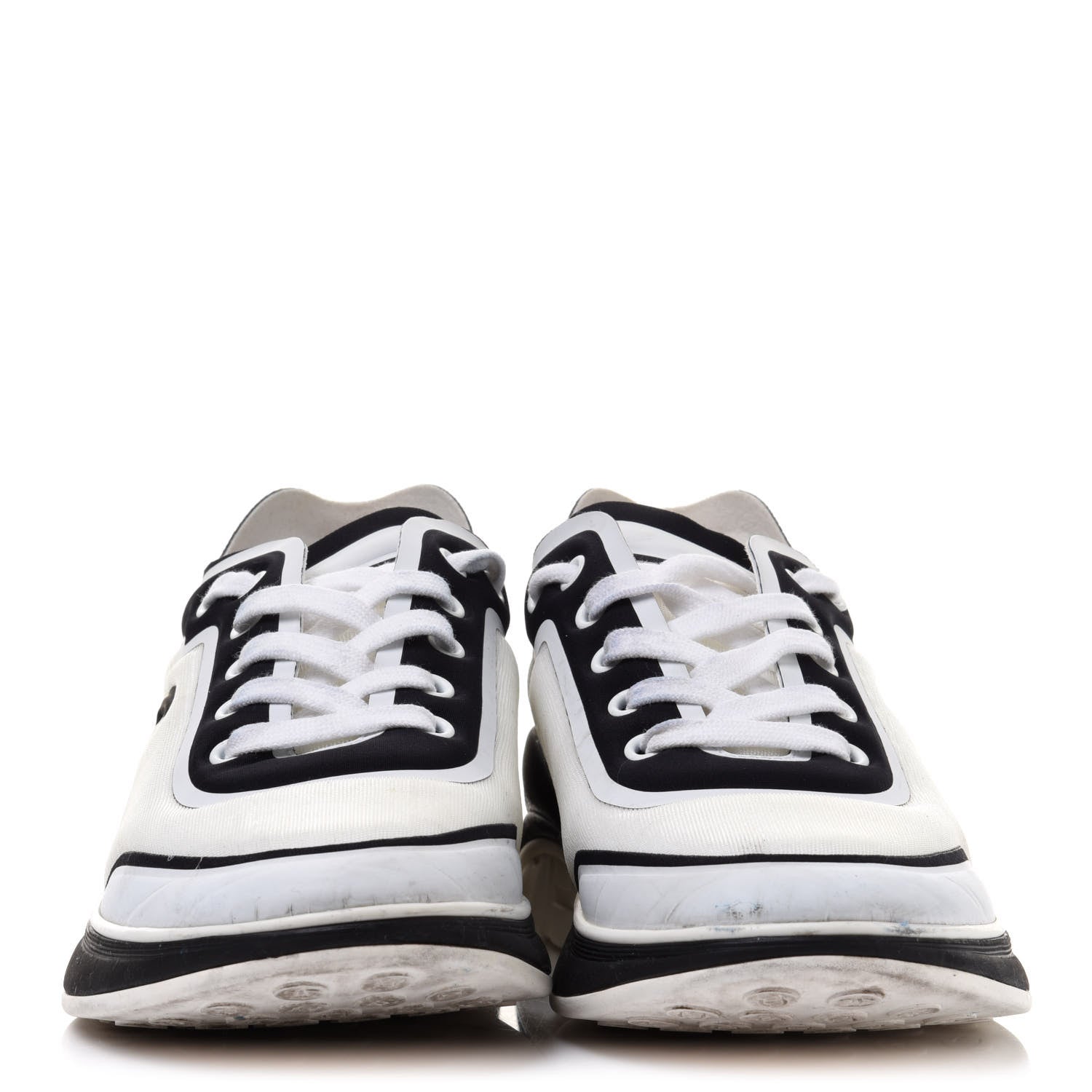 Chanel Lycra Womens CC Sneakers 40 Black White 2 of 11
