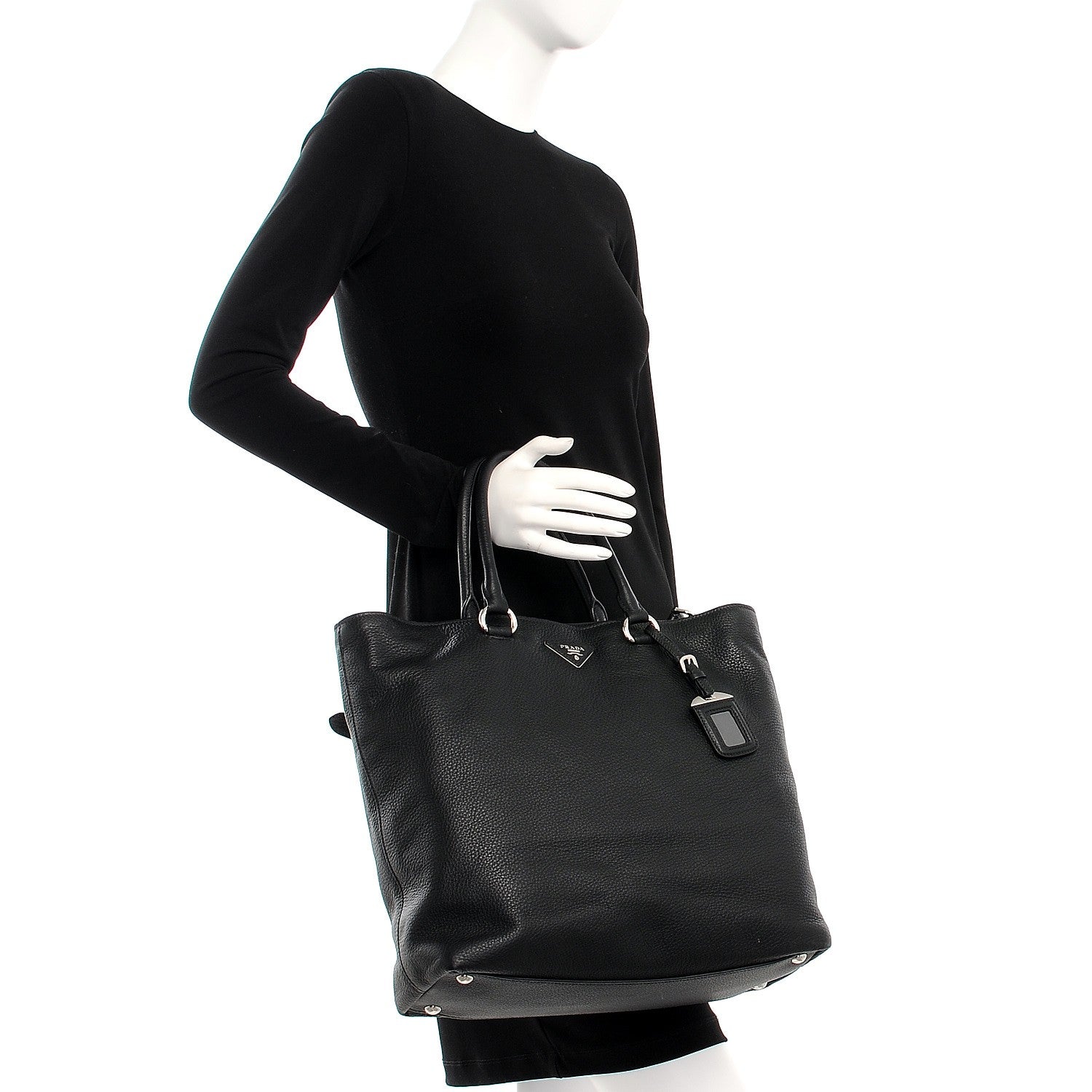 Prada Vitello Daino Tote Nero Black 3 of 10