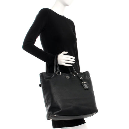 Prada Vitello Daino Tote Nero Black 3 of 10