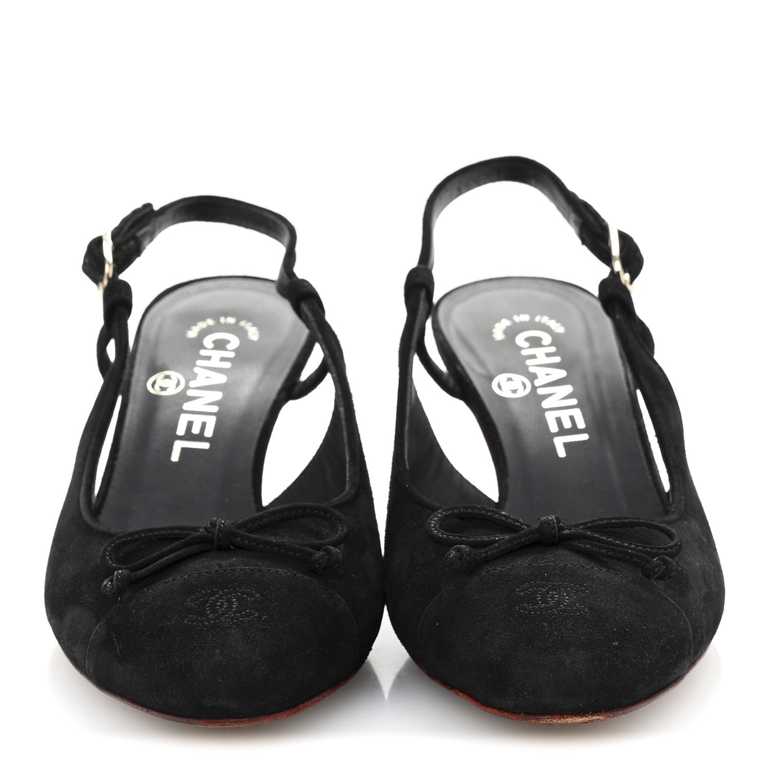 Chanel Suede Cap Toe CC Slingback Pumps 36 Black 3 of 12