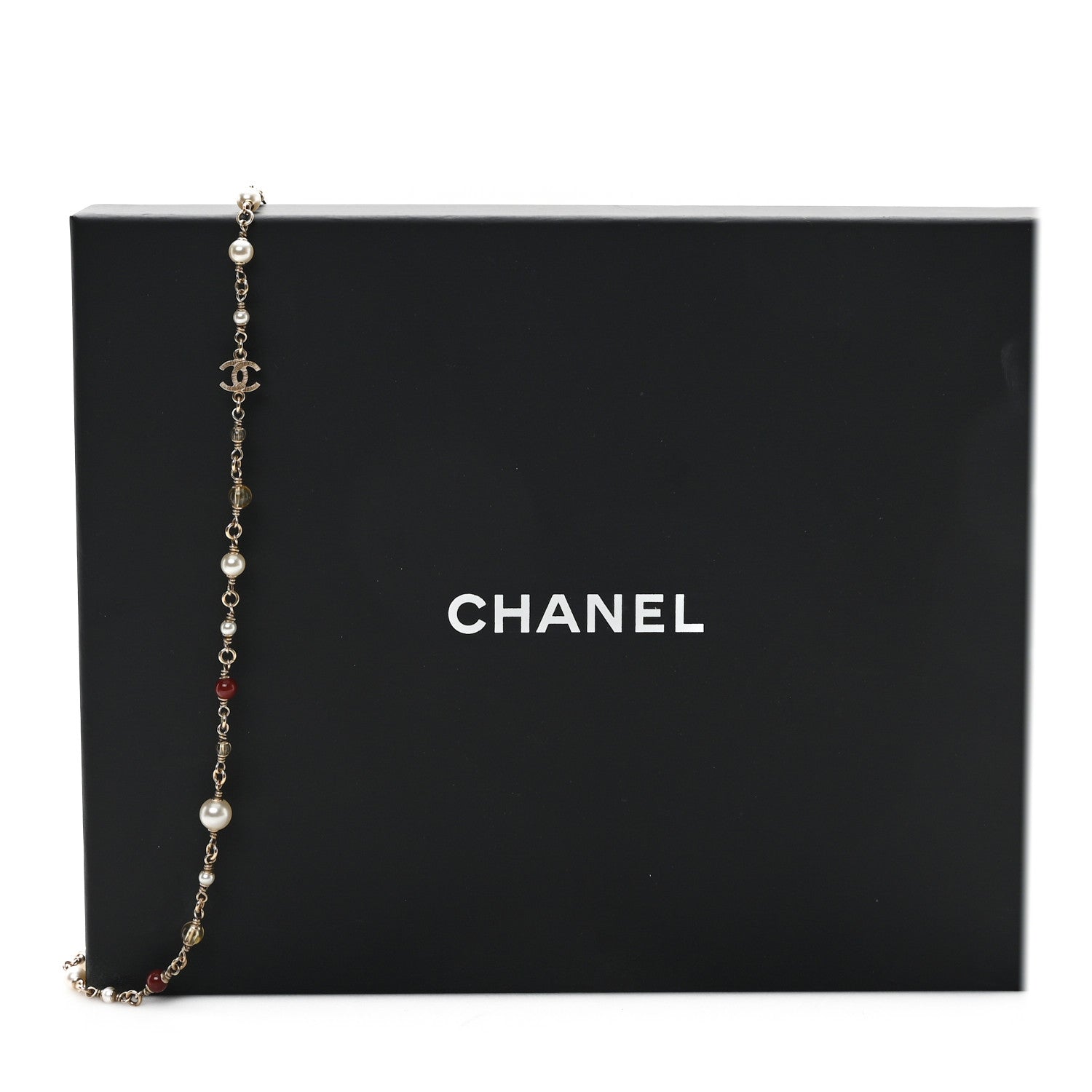 Chanel Pearl Bead Multi Strand CC Long Necklace Gold White Burgundy Yellow 5 of 5