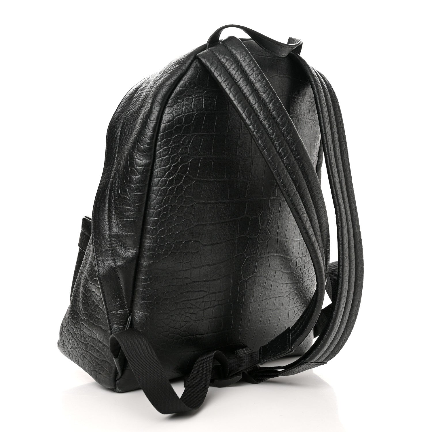 Balenciaga Calfskin Logo Crocodile Embossed Everyday Backpack Black 3 of 15