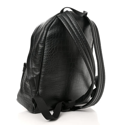 Balenciaga Calfskin Logo Crocodile Embossed Everyday Backpack Black 3 of 15