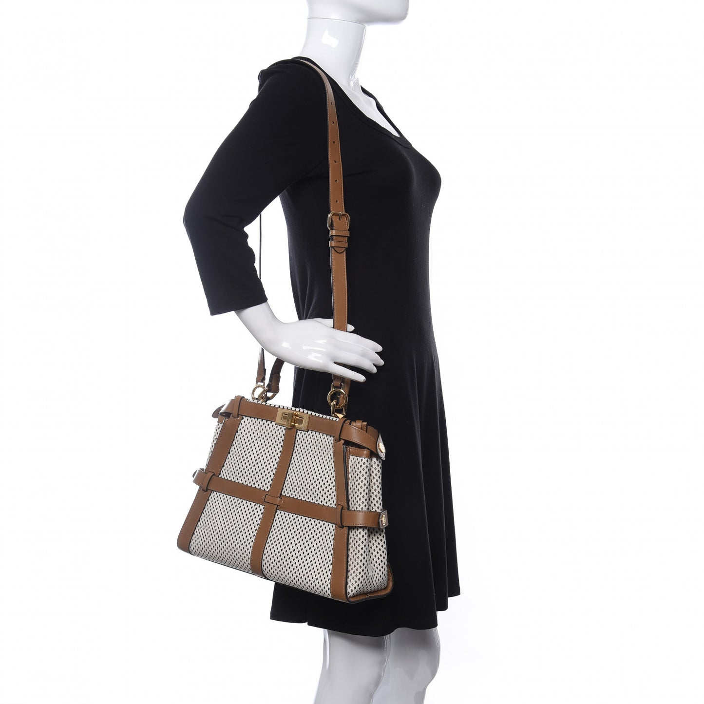 Calfskin Lambskin Perforated Medium Peekaboo Iconic Satchel White