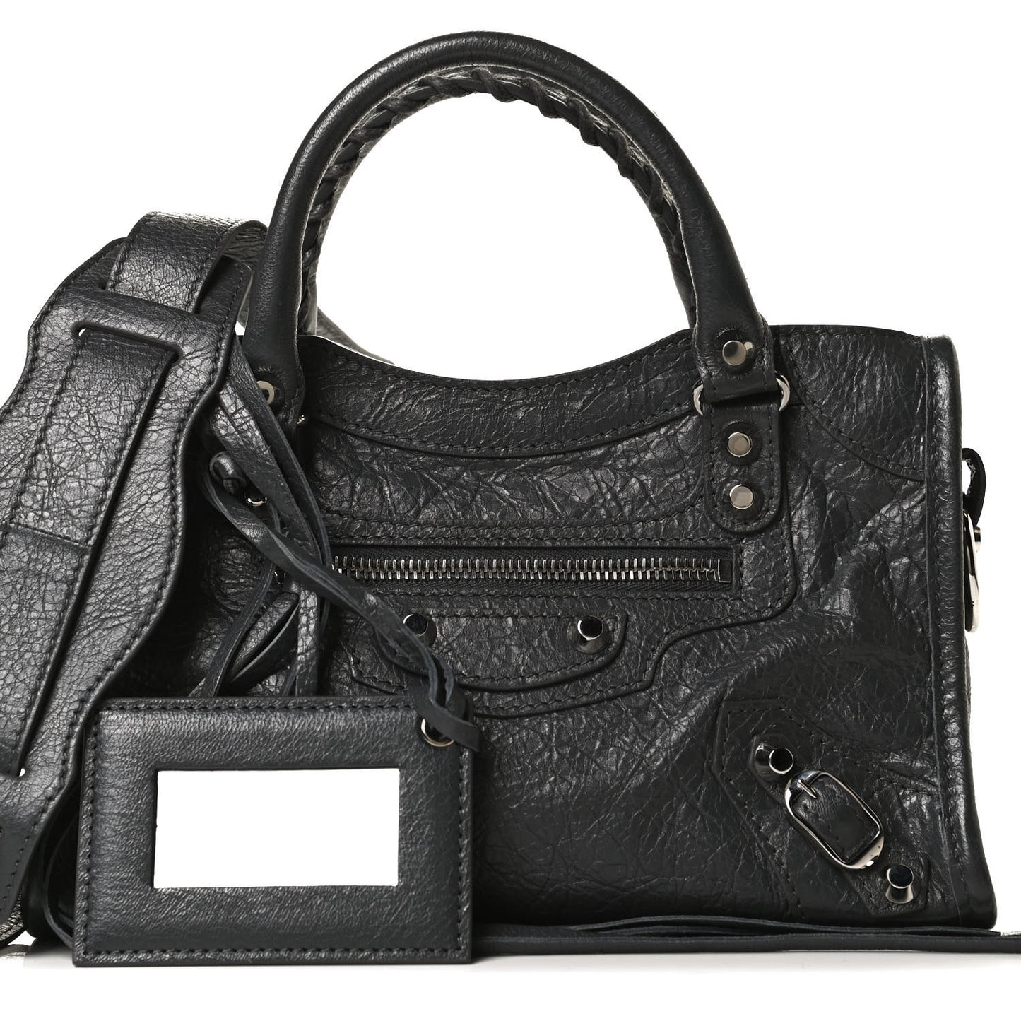 Agneau Classic Silver Hardware Mini City Gris Fossile