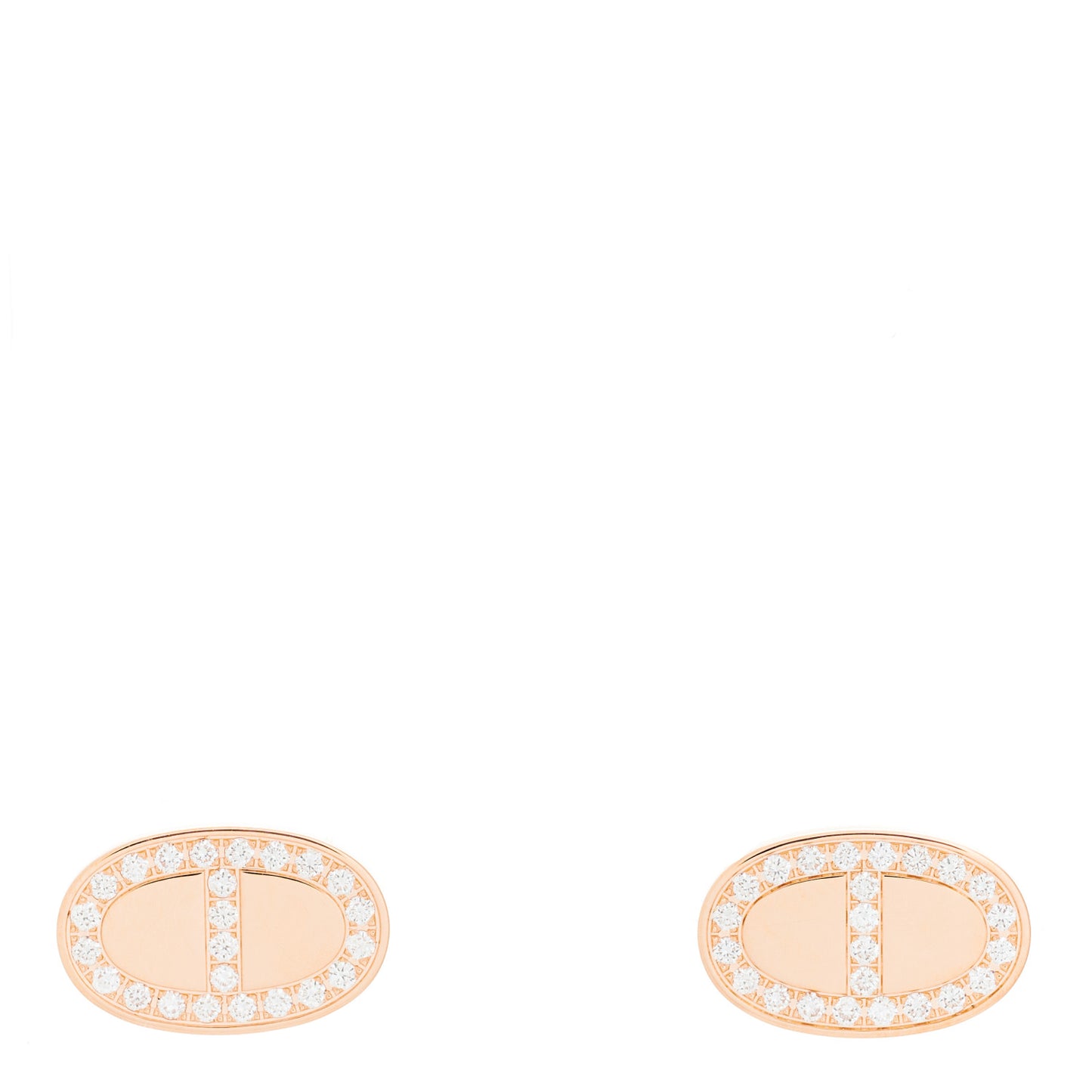 18K Rose Gold Diamond Chaine d'Ancre Contour Stud Earrings