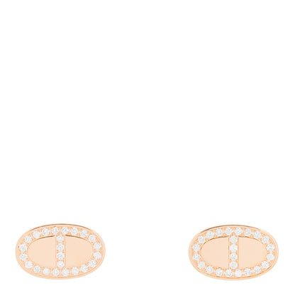 Hermes 18K Rose Gold Diamond Chaine d'Ancre Contour Stud Earrings 1 of 5