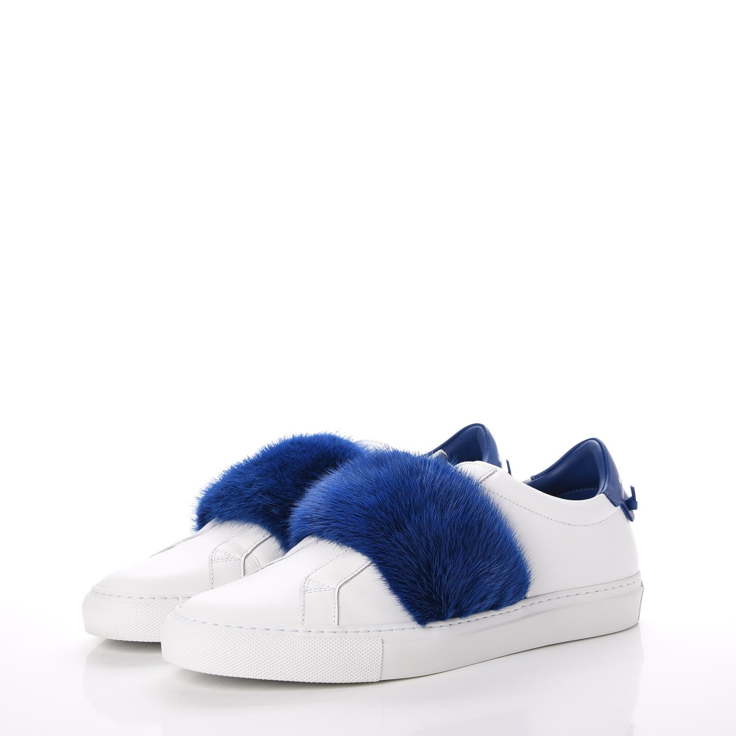 Givenchy Calfskin Mink Fur Womens Urban Street Sneakers 41 White Electric Blue 3 of 12