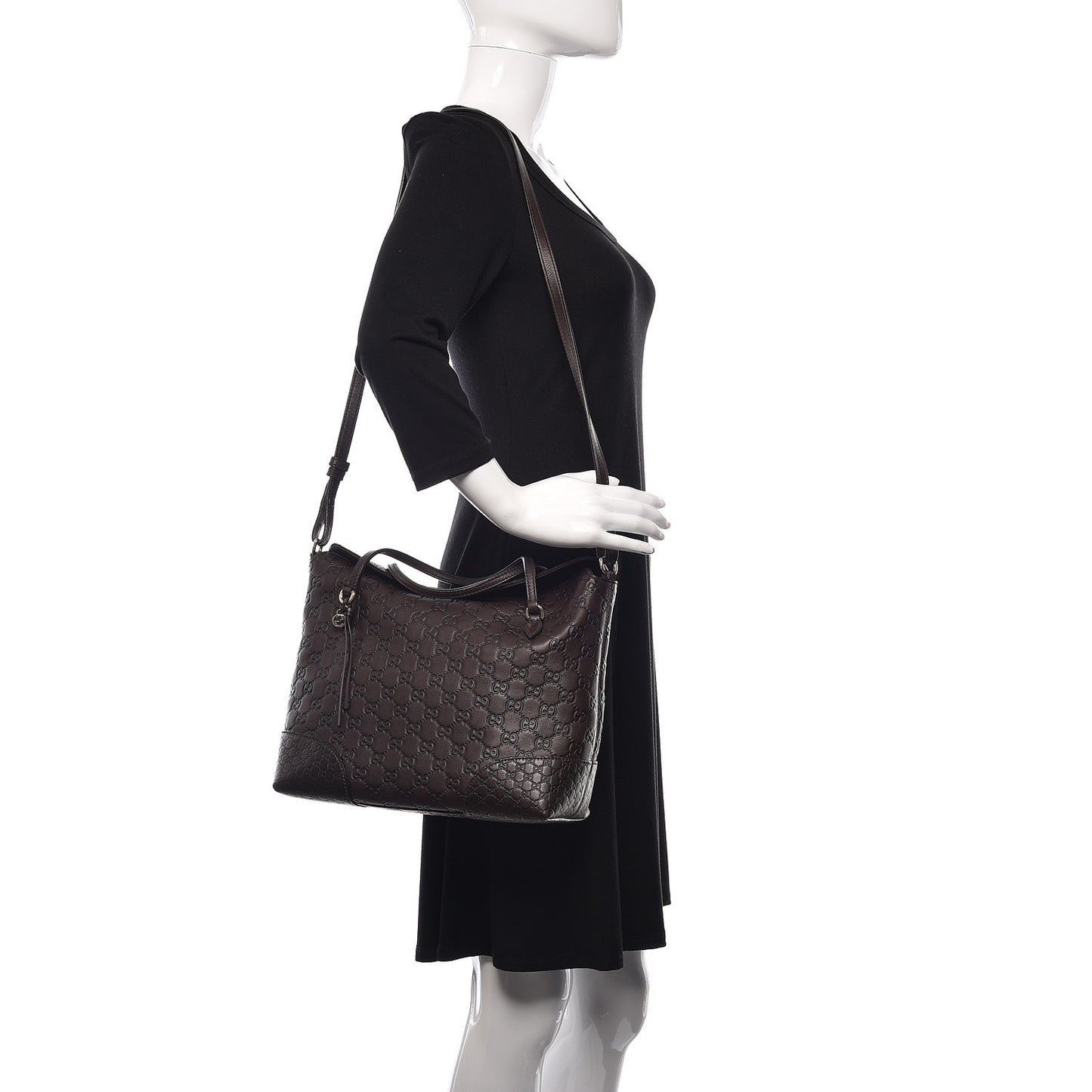 Guccissima Medium Bree Foldover Tote Chocolate