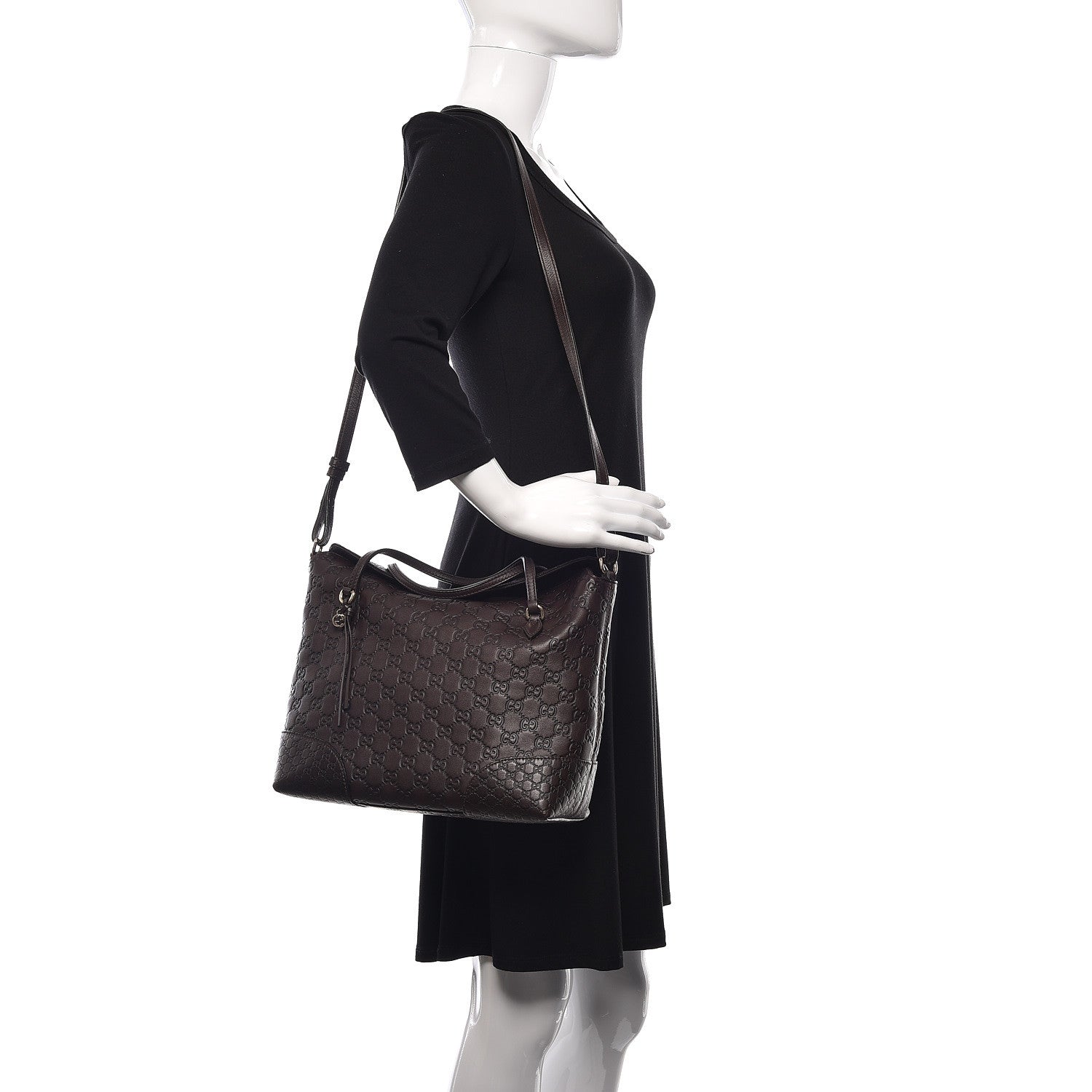 Gucci Guccissima Medium Bree Foldover Tote Chocolate 2 of 11