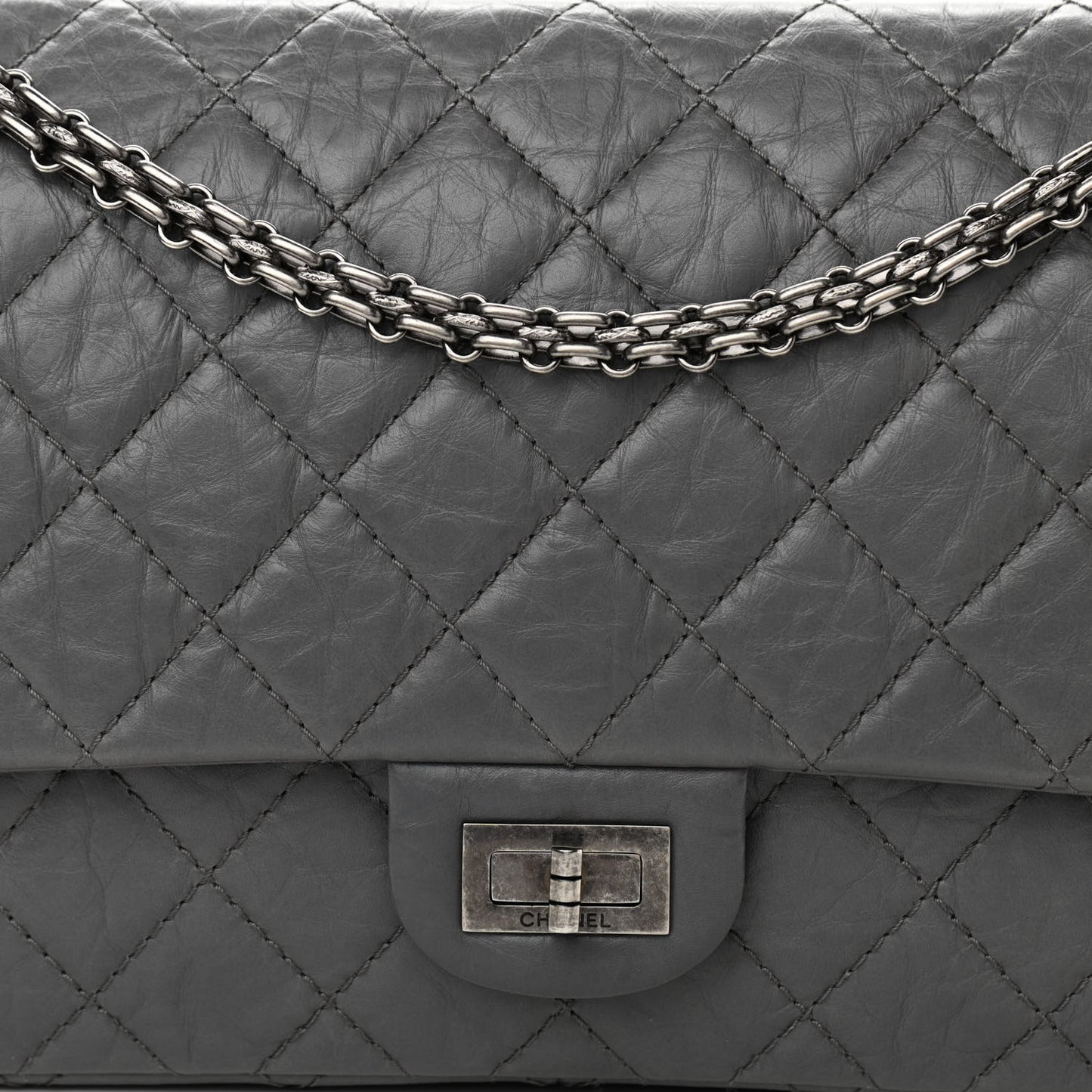 Aged Calfskin Quilted 2.55 Reissue 226 Flap Grey