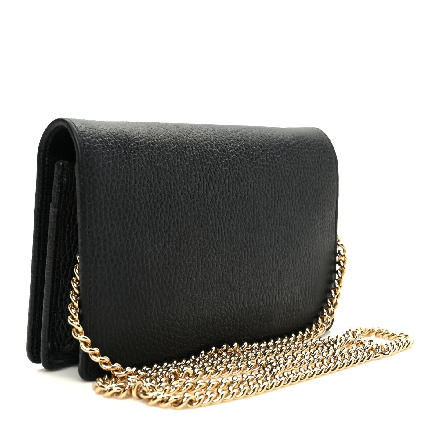 Calfskin Mini GG Marmont Chain Wallet Black