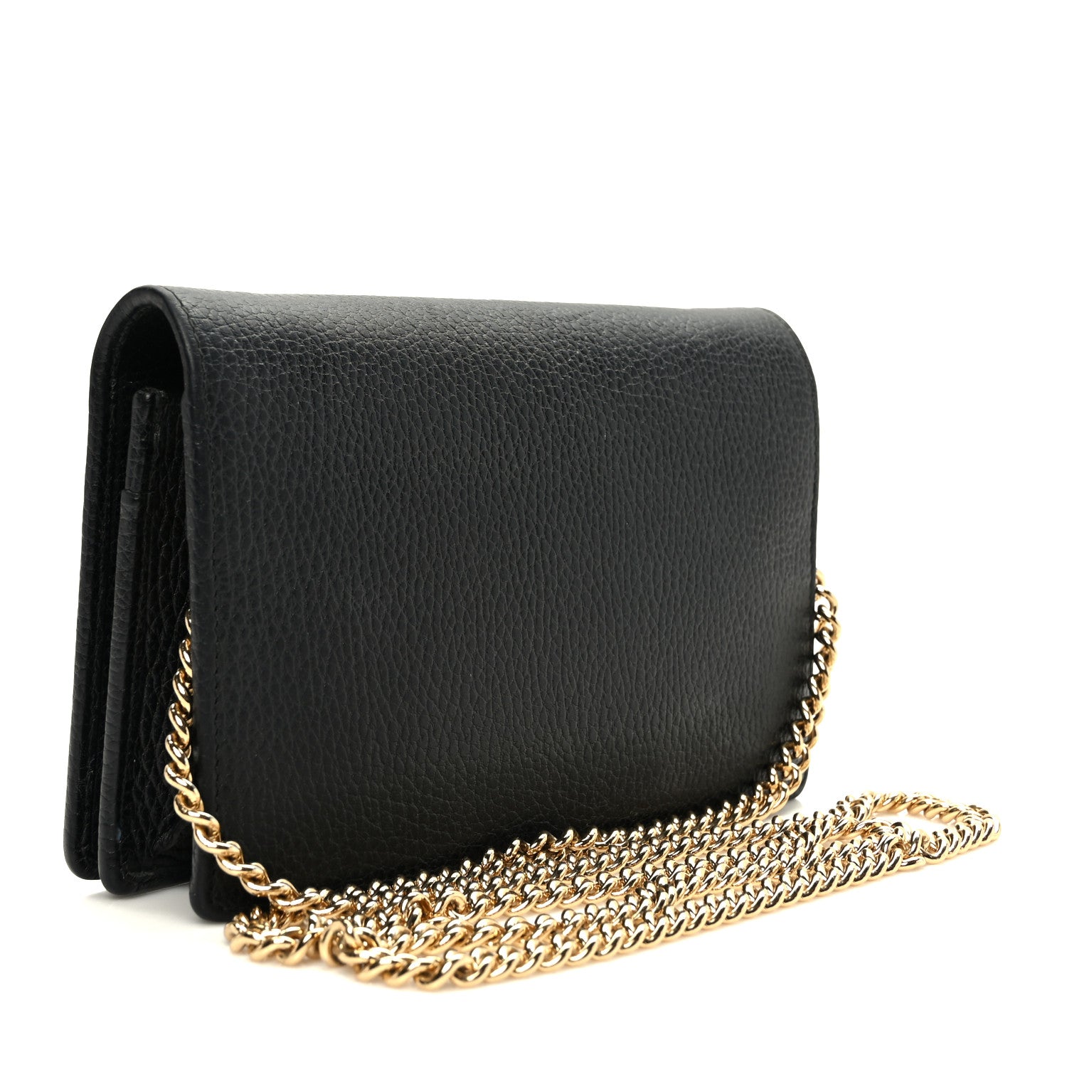 Gucci Calfskin Mini GG Marmont Chain Wallet Black 3 of 9