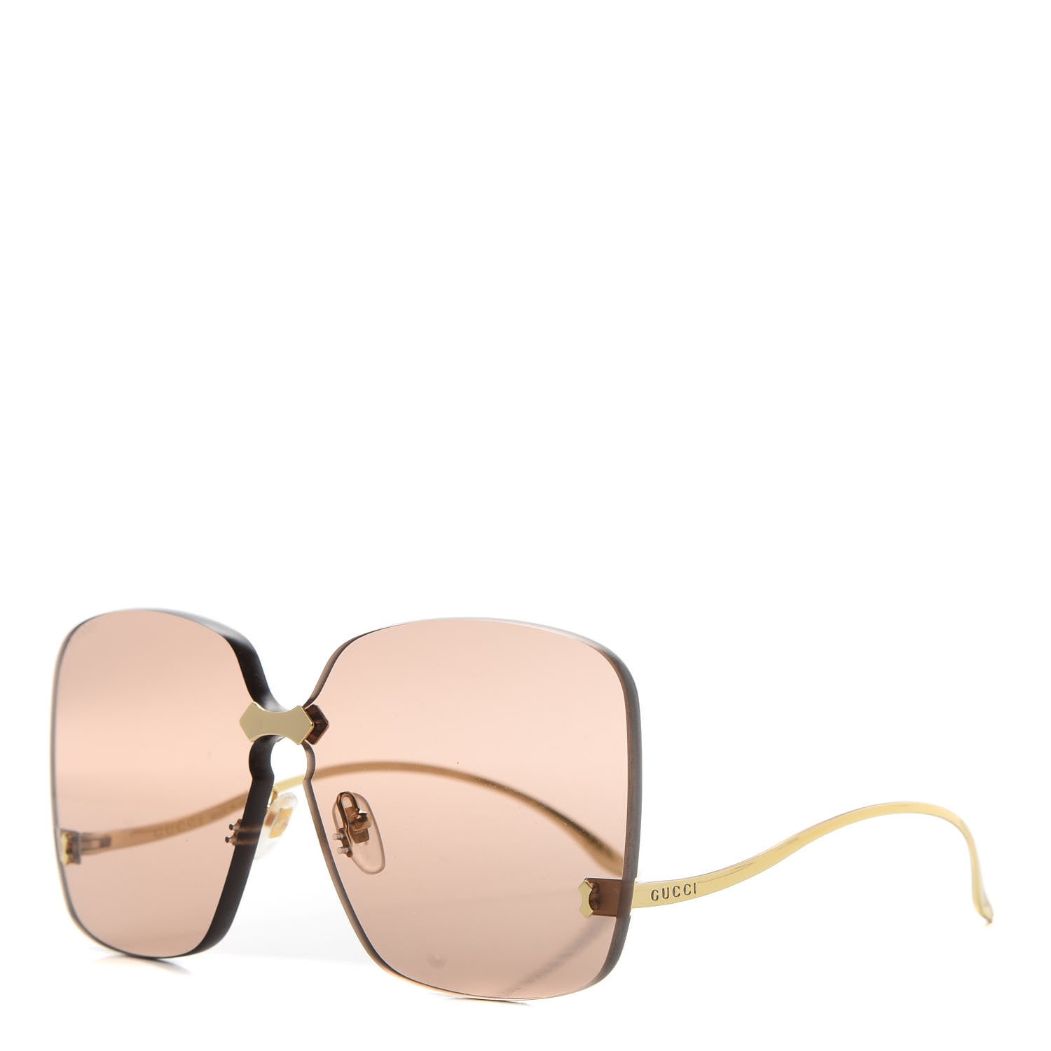 Gucci Rimless Sunglasses GG0355S Gold Flash Pink 1 of 9