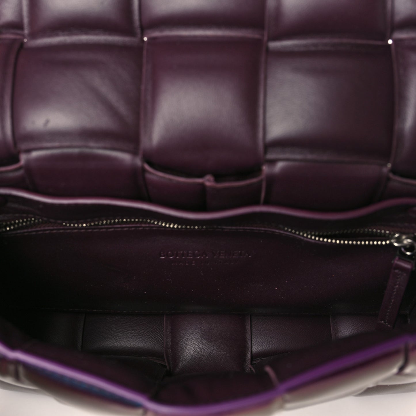 Glossy Nail Polish Nappa Maxi Intreccio Padded Cassette Crossbody Bag Holographic