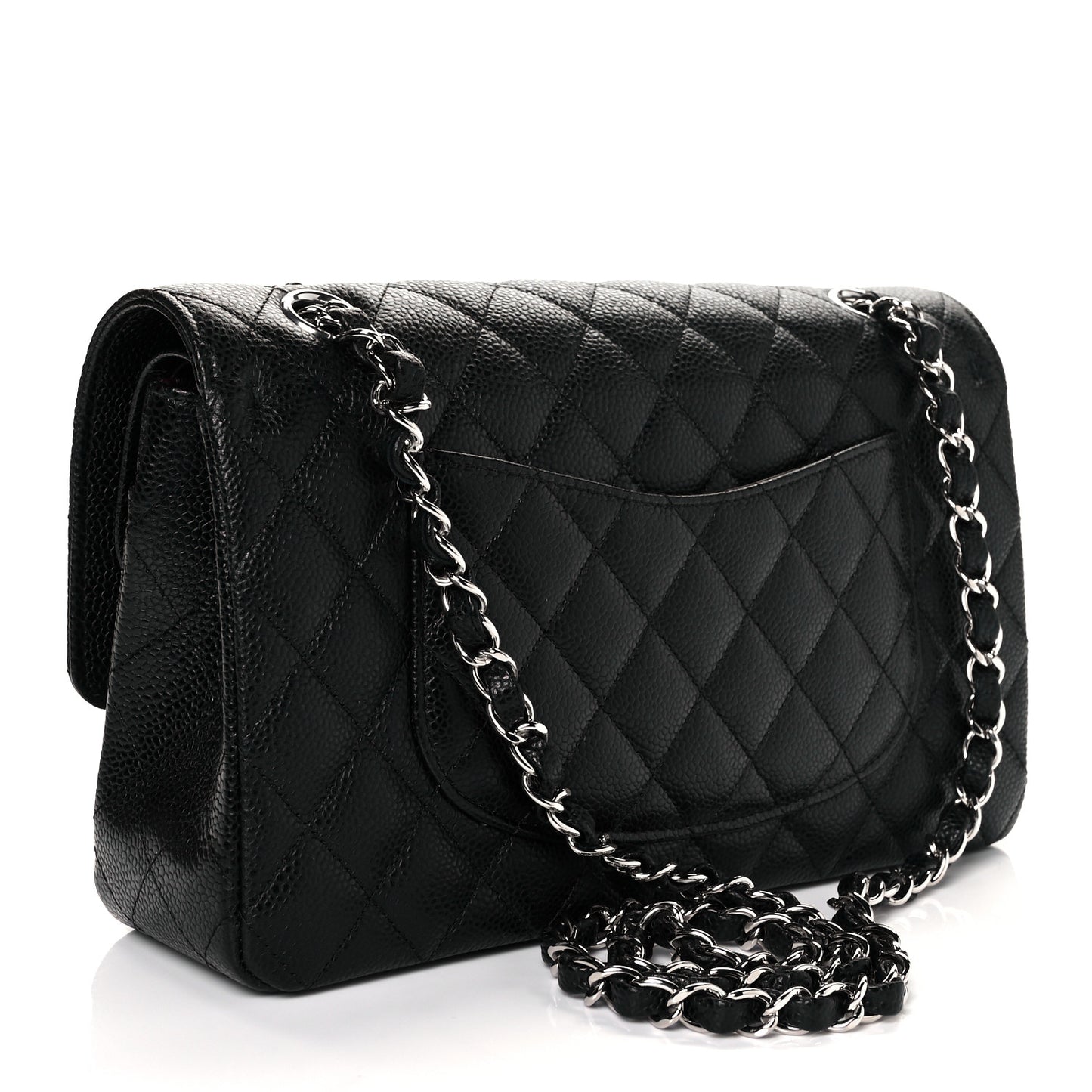 Caviar Quilted Medium Double Flap Black