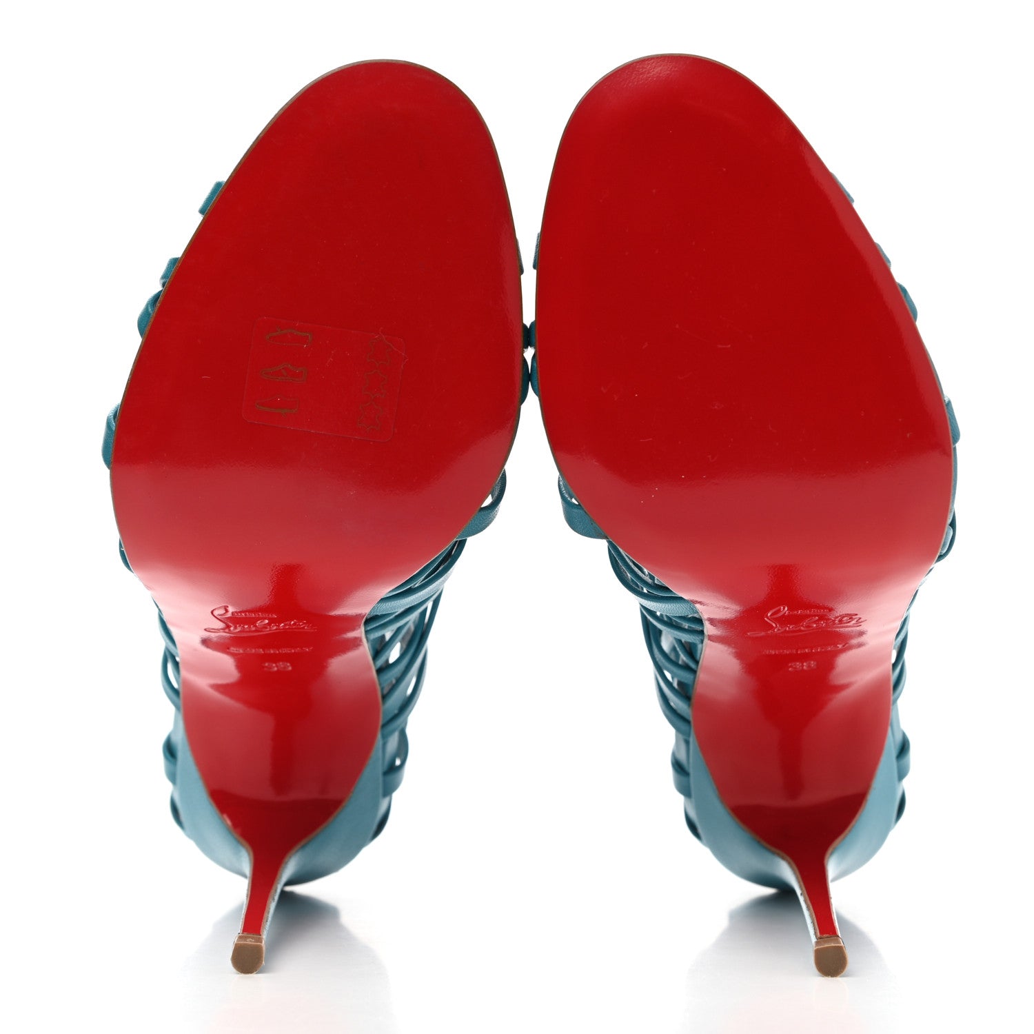 Christian Louboutin Kid Laurence Anyway 100 Cage Sandals 38 Riviera 5 of 10