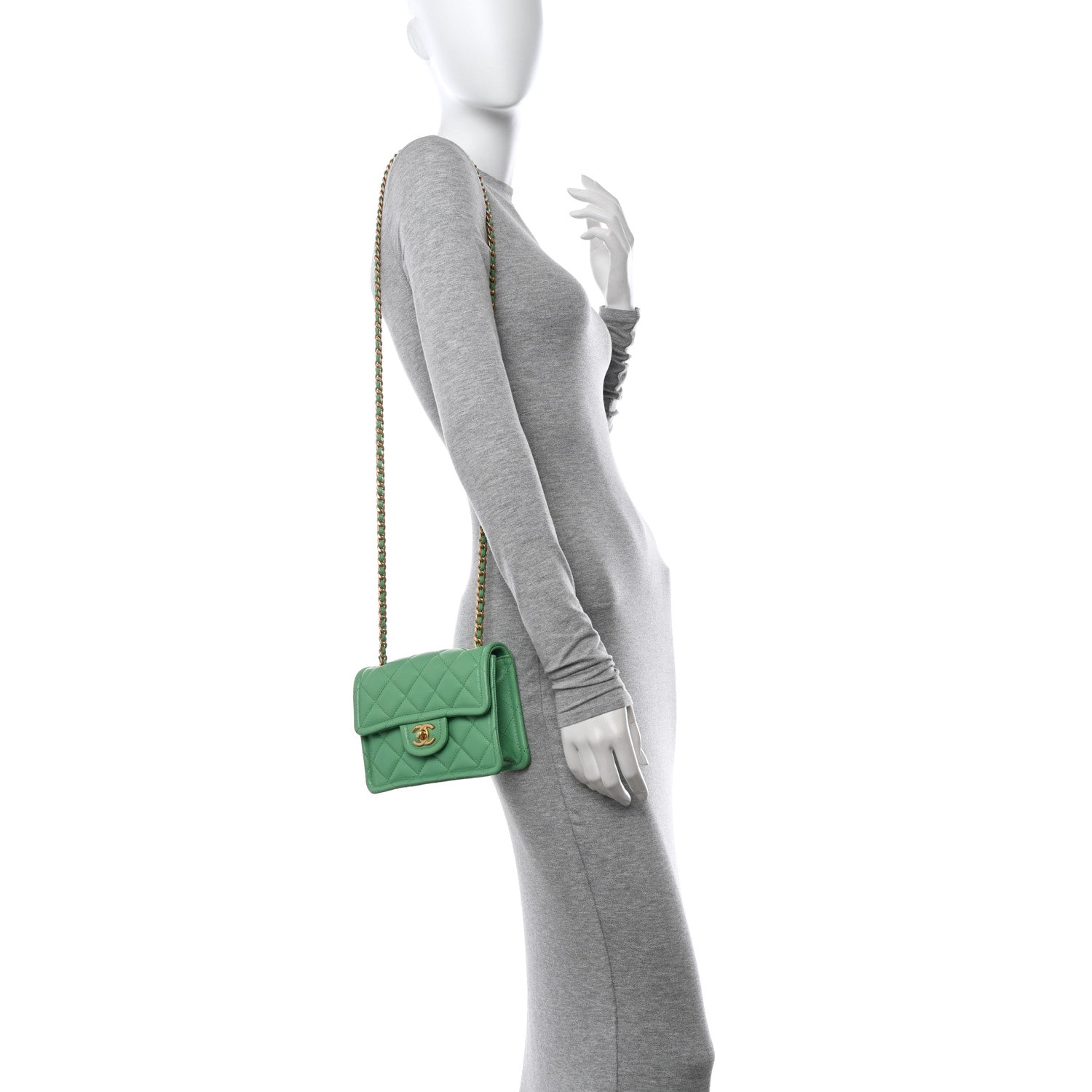 Chanel Caviar Quilted Mini Sweet Classic Flap Green 2 of 10