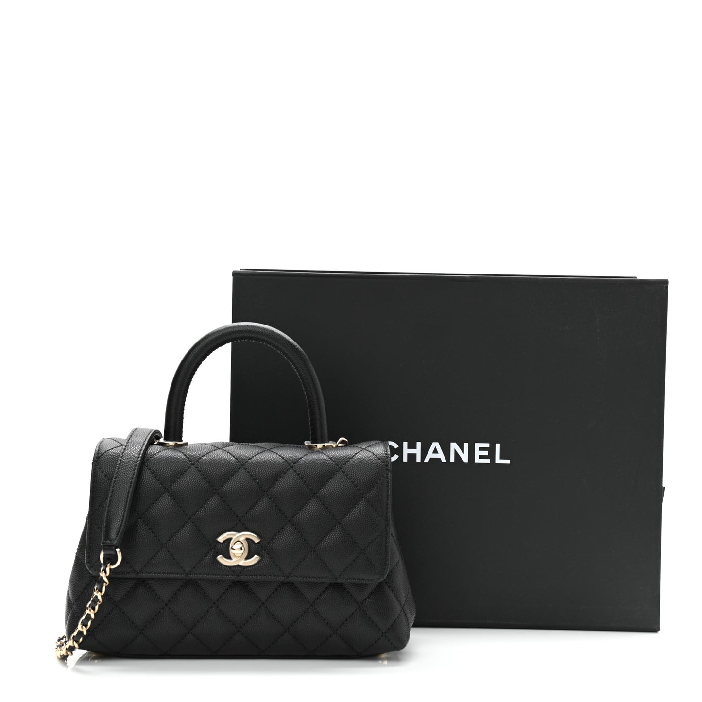 Caviar Quilted Mini Coco Handle Flap Black