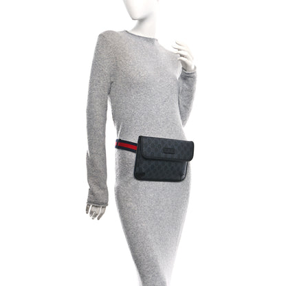 Gucci GG Supreme Monogram Web Slim Belt Bag Black Grey 2 of 12