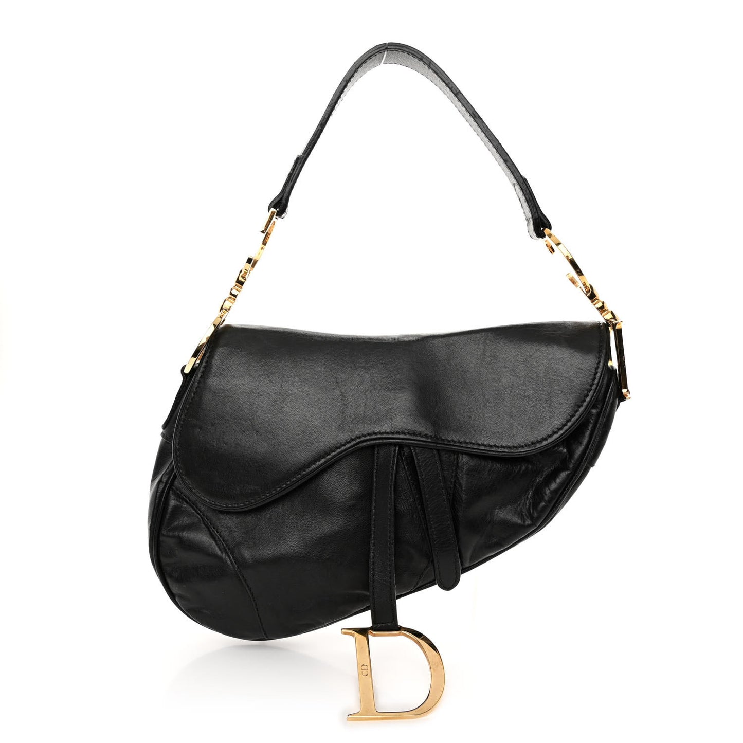 CHRISTIAN DIOR Calfskin Saddle Bag Black