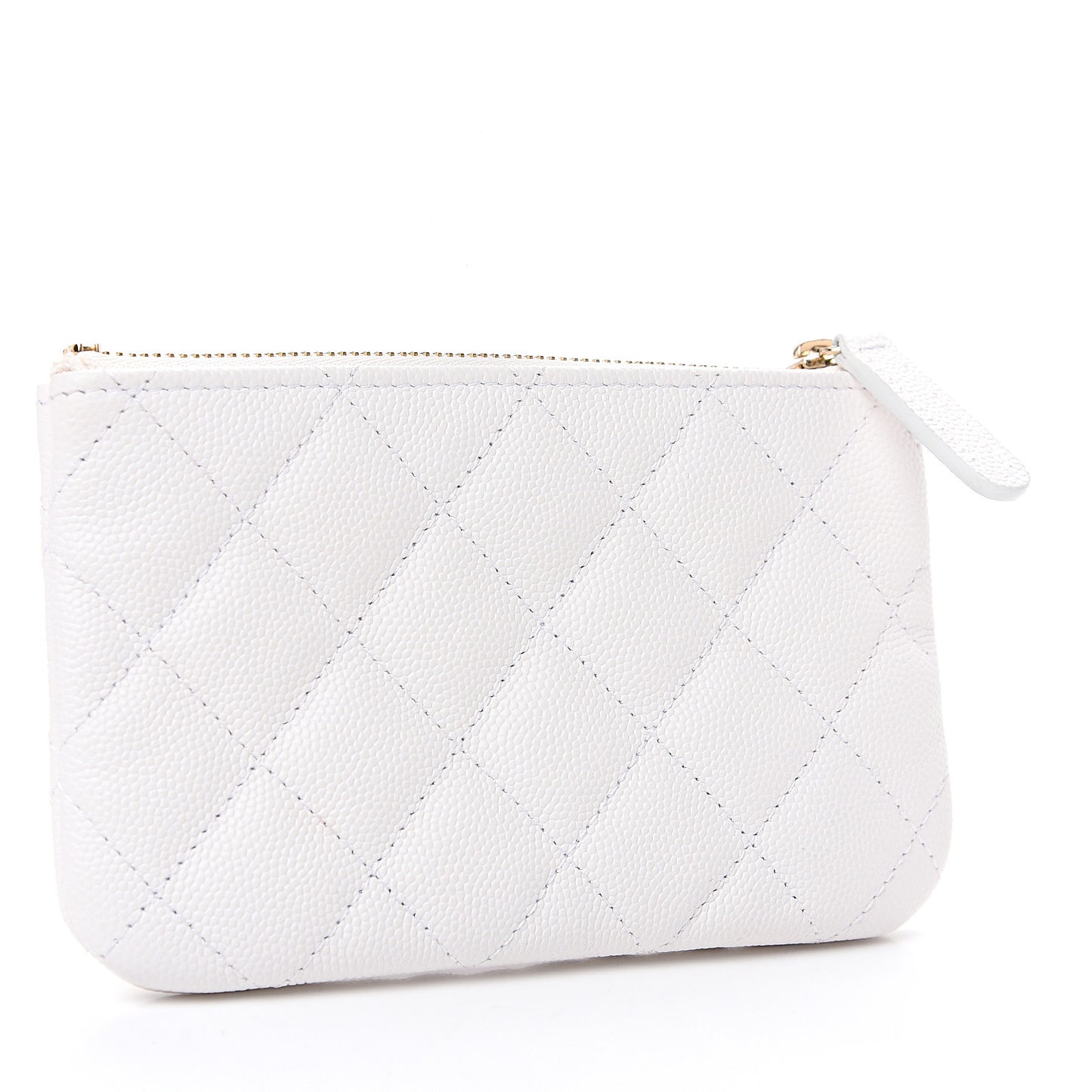 Caviar Quilted Small Cosmetic Case White