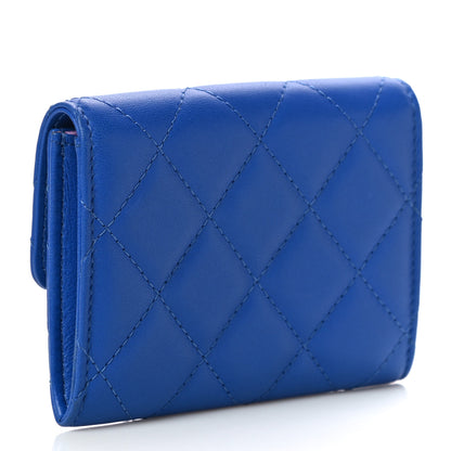 Chanel Lambskin Quilted Flap Card Holder Blue 3 of 12
