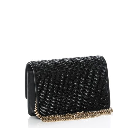Versace Calfskin Palazzo Crystal Chain Evening Bag Black 3 of 6